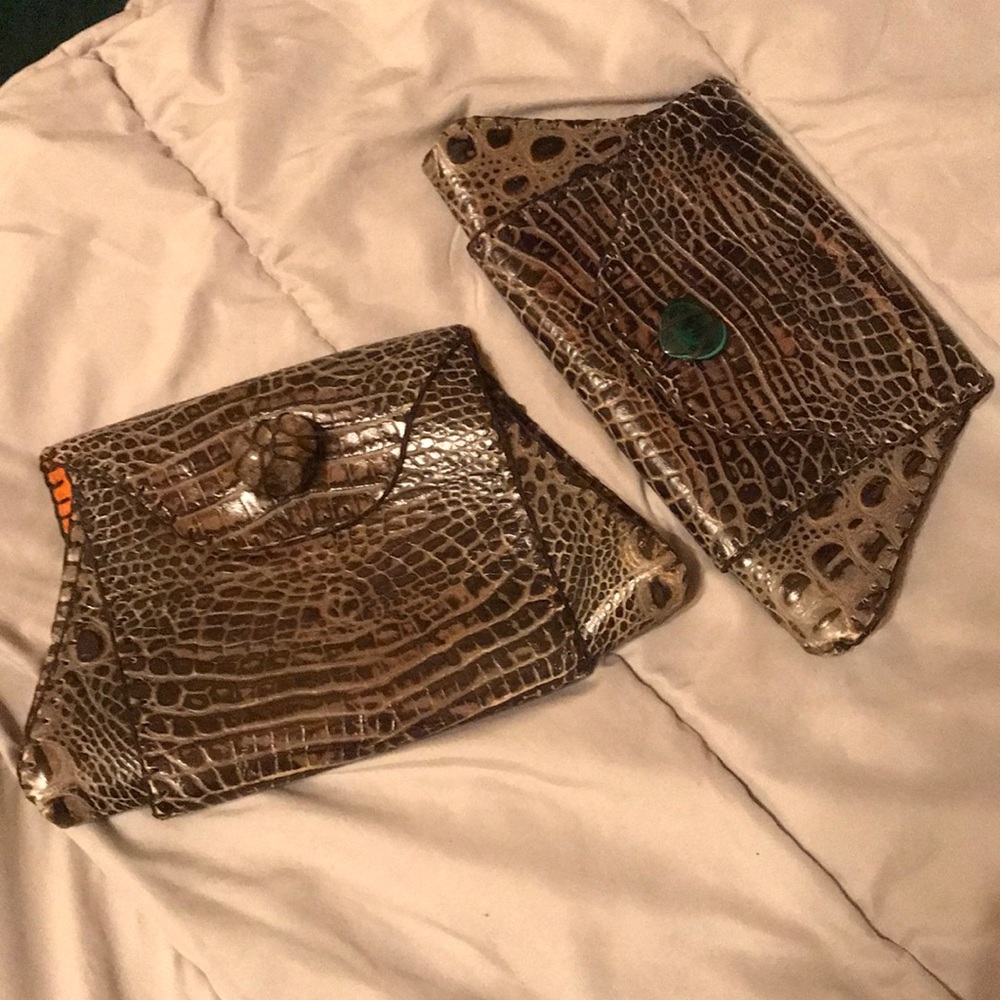 Set of 2 Elegant Crocodile Pattern Clutch